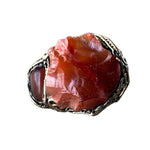 Raw Namibian Carnelian Large Stone Ring, Big Chunky Cocktail Ring