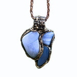 Blue Lace Agate and Chalcedony Necklace -  Healing Crystal Amulet Pendant