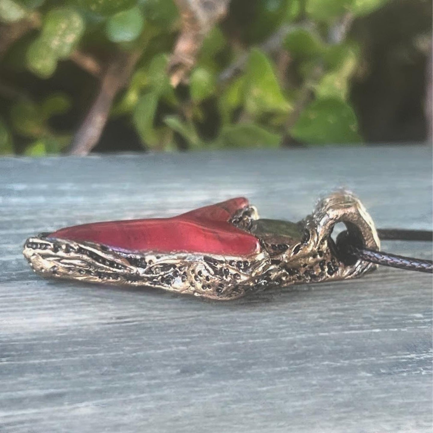 Pyrite Red Jasper Pendant Necklace - Natural Stone Talisman