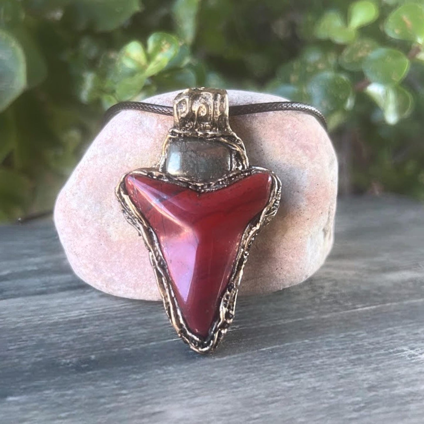 Pyrite Red Jasper Pendant Necklace - Natural Stone Talisman