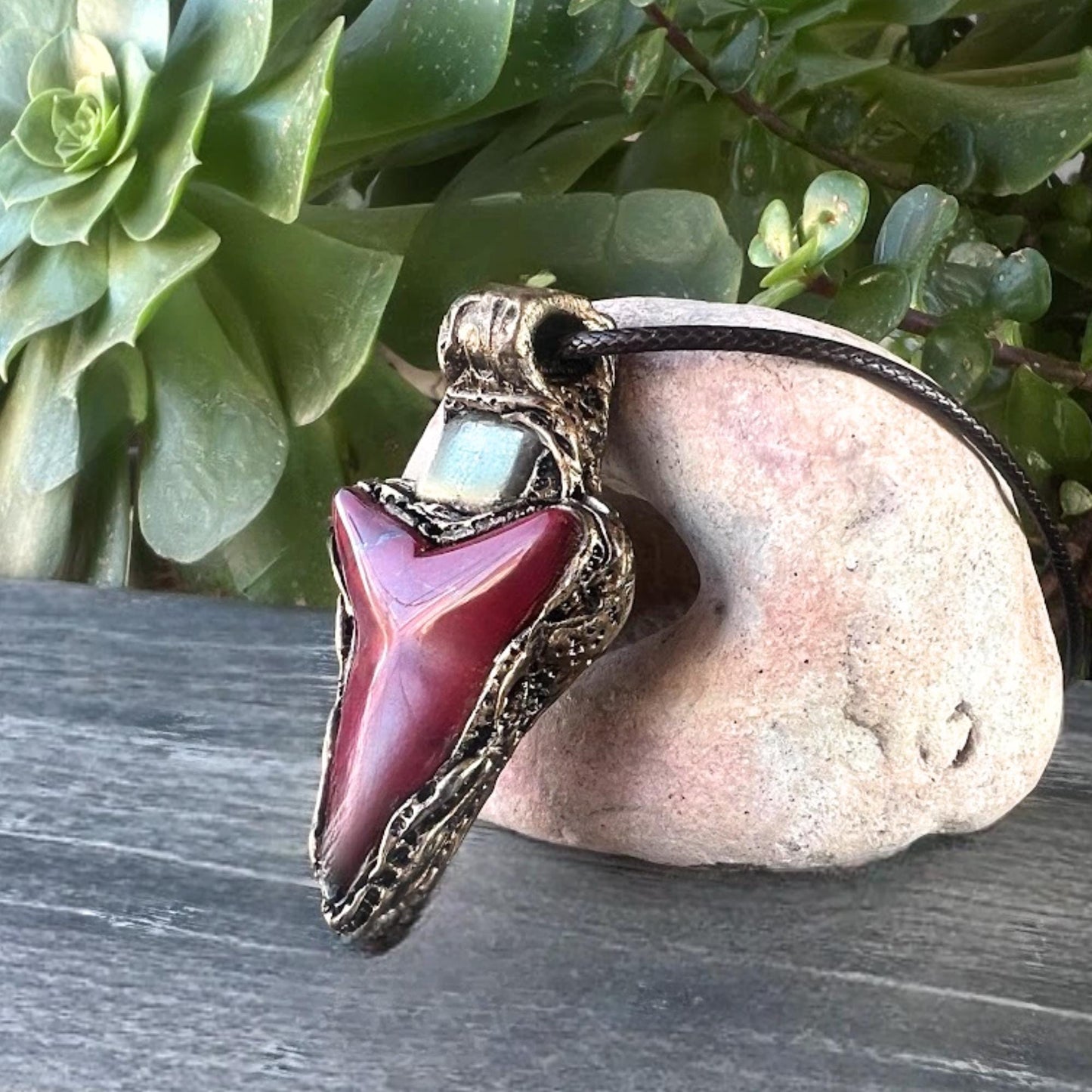 Pyrite Red Jasper Pendant Necklace - Natural Stone Talisman