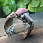 Rose Quartz Chunky Cuff Bracelet - Unique Crystal Jewelry for Special Occasions