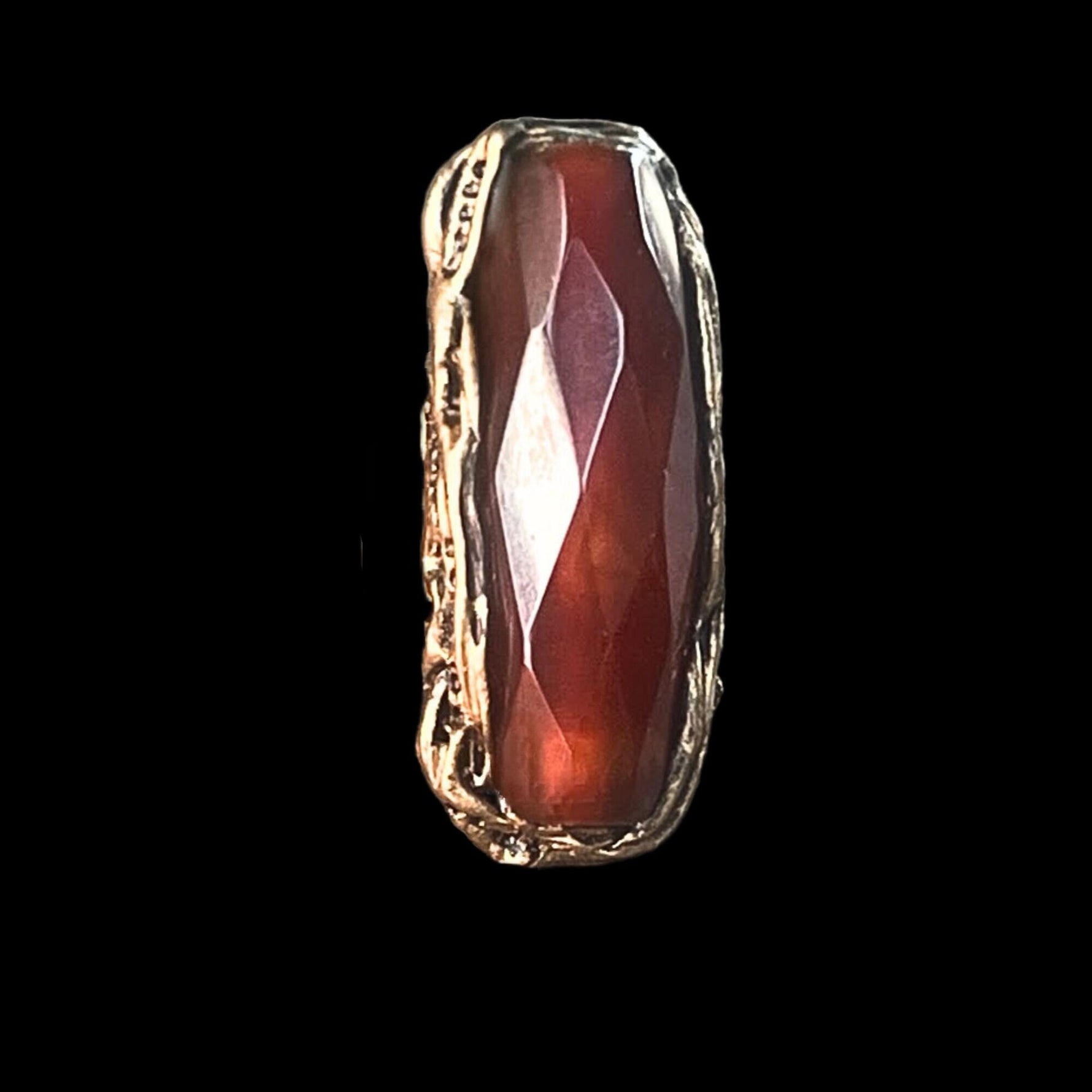 Large Carnelian ring orange long stone ring
