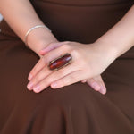 Large Carnelian ring orange long stone ring