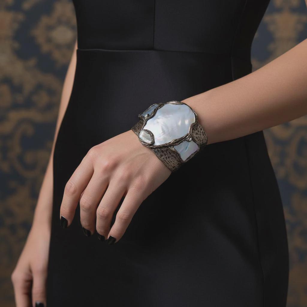 Chunky Rectangle Mother of Pearl Ring - Oversized Huge White Cocktail Jewelry