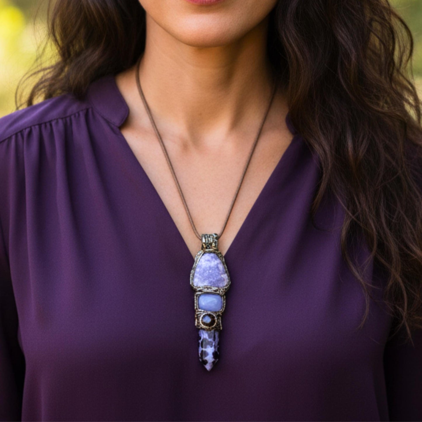 Chunky Purple Charoite Ring - Statement Gemstone Oval Cocktail Ring