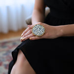 Dalmatian Jasper Stone Ring: Chunky Cocktail Ring