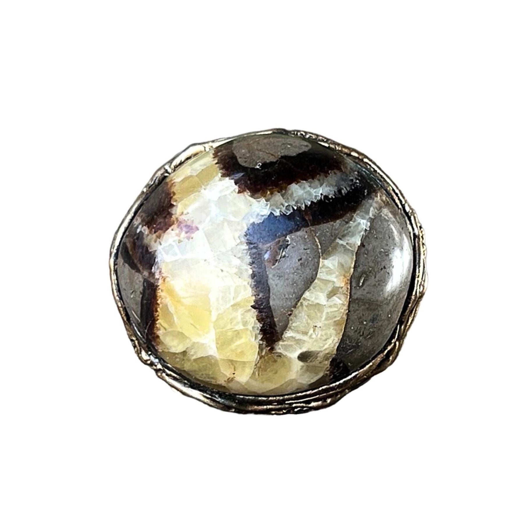 Chunky Septarian Stone Ring -  Oversized Round Cocktail Ring
