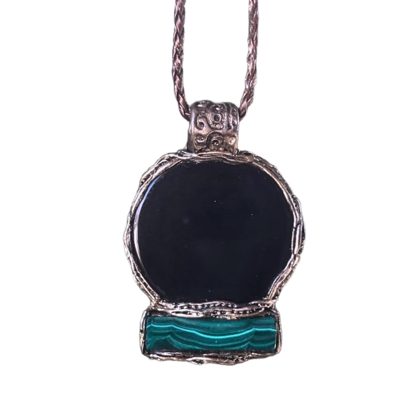 Empath Protection Amulet Necklace with Obsidian and Malachite
