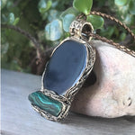 Empath Protection Amulet Necklace with Obsidian and Malachite