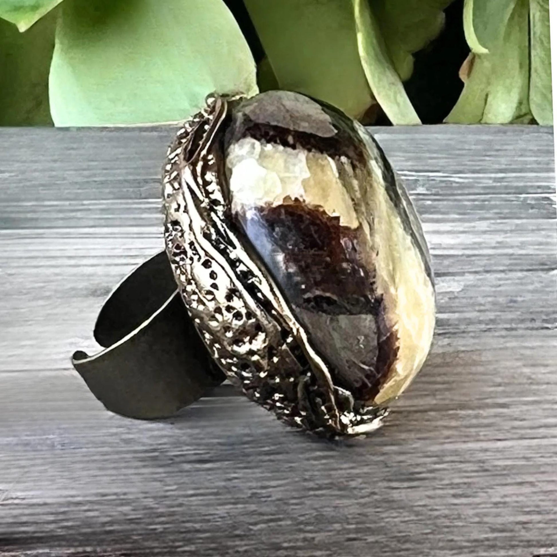 Chunky Septarian Stone Ring -  Oversized Round Cocktail Ring
