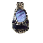 Fluorite and Amethyst Pendant Necklace -  Purple Crystal Amulet