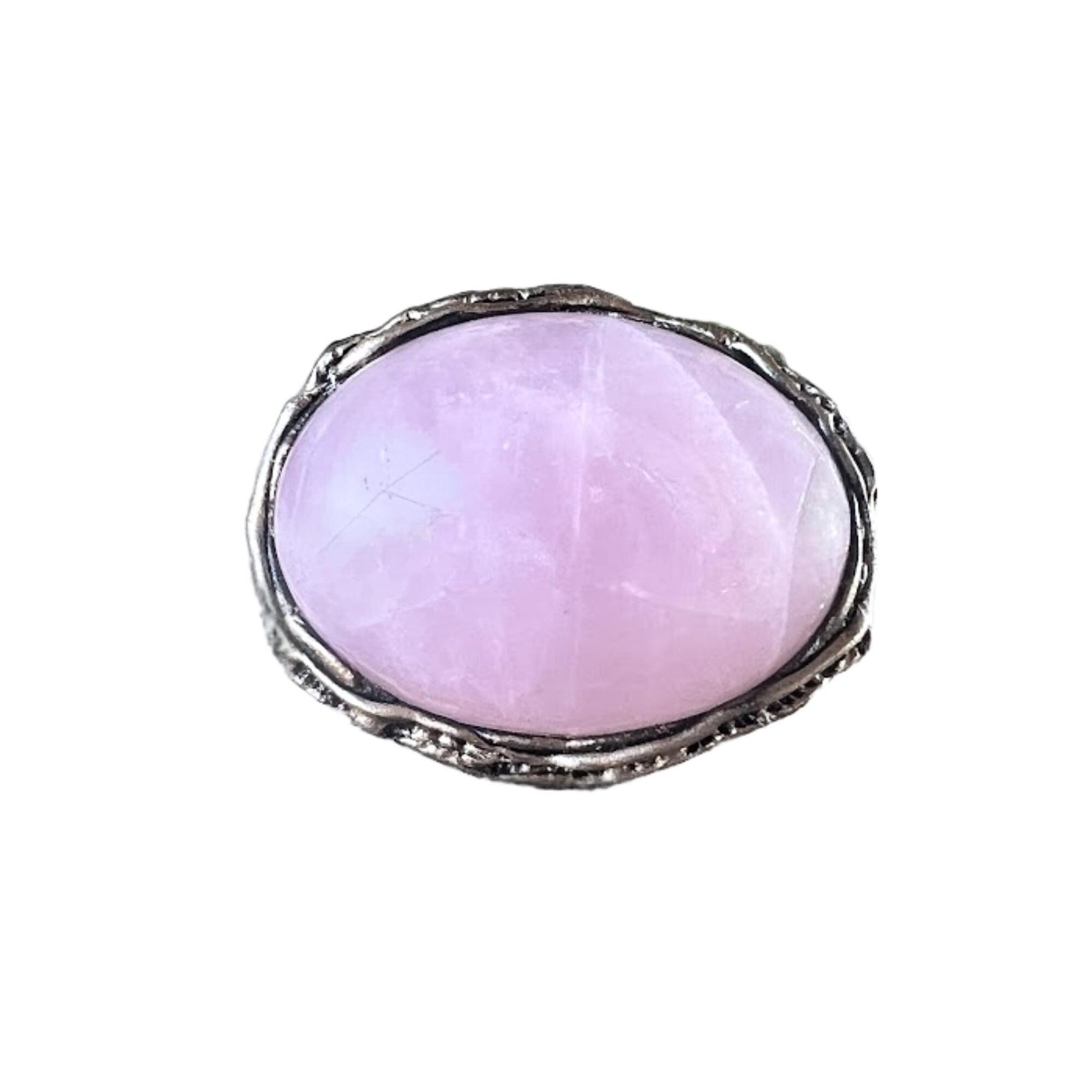 Rose Quartz Large Pink Stone Ring Oval Big Statement Chunky Cocktail Ring
