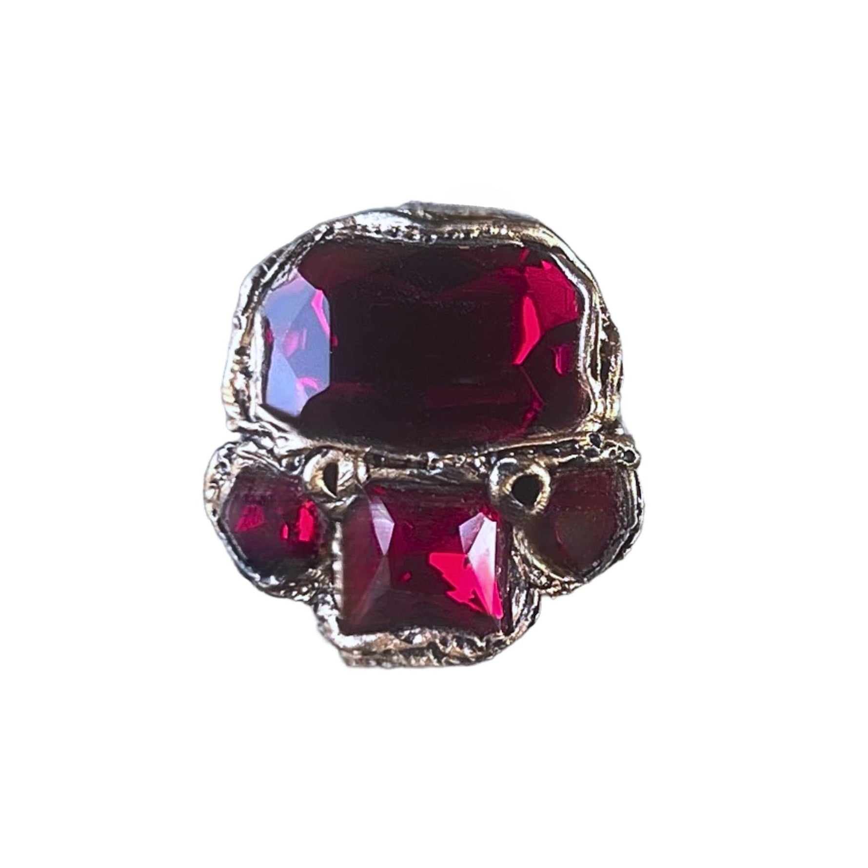 Dark Red Crystal Statement Cocktail Ring with Garnet Cubic Zirconia