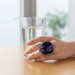 Chunky Rainbow Fluorite Ring -  Oversized Round Purple Stone Cocktail Ring