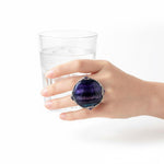Chunky Rainbow Fluorite Ring -  Oversized Round Purple Stone Cocktail Ring