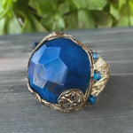 Blue Stone Choker Necklace -  Chunky Statement Collar Jewelry