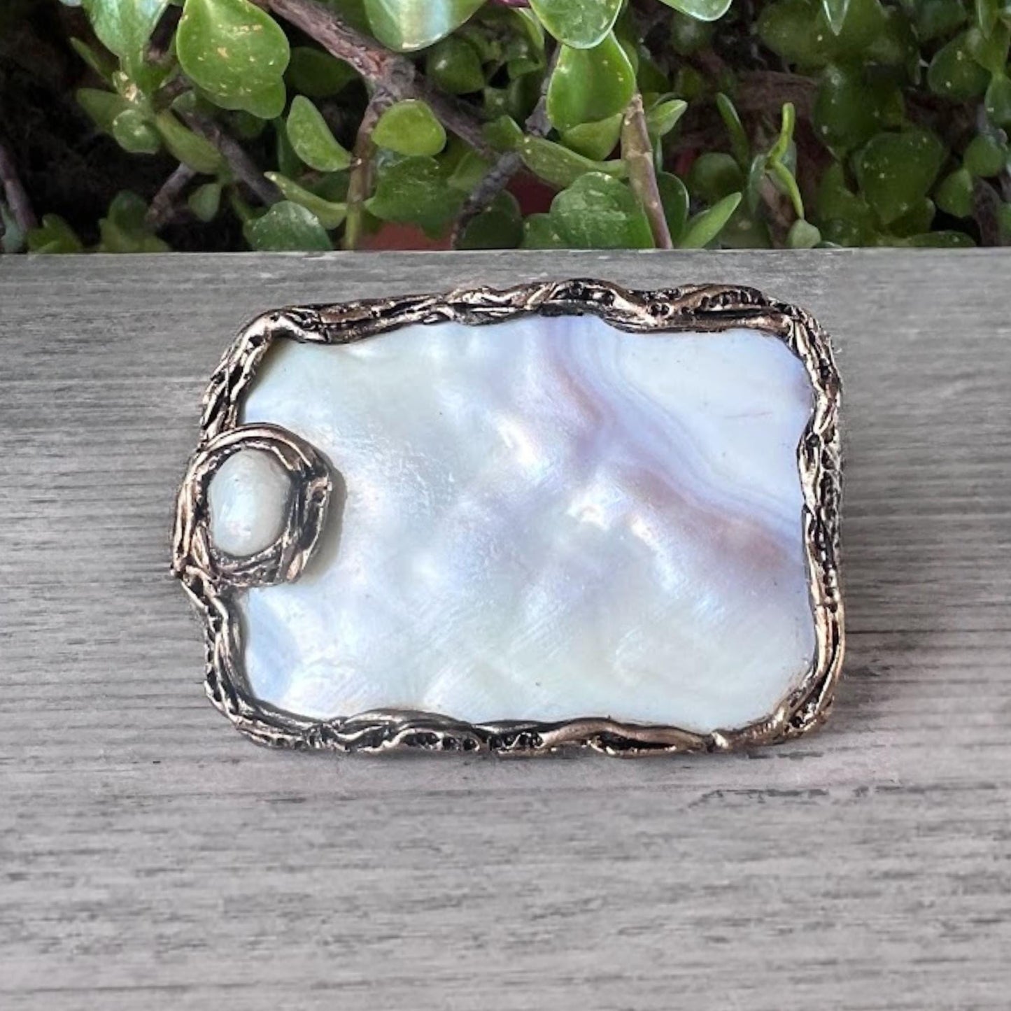 Chunky Rectangle Mother of Pearl Ring - Oversized Huge White Cocktail Jewelry