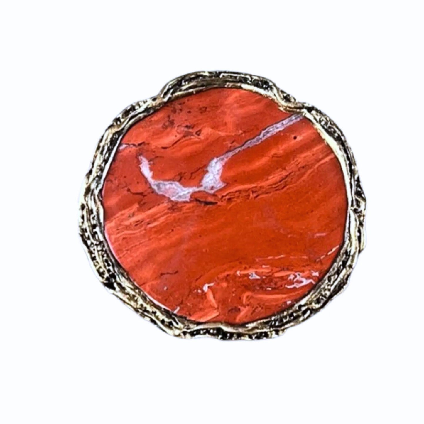 Big Red Jasper Chunky Large Stone Ring Huge Oversized Round Cocktail Ring