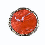 Big Red Jasper Chunky Large Stone Ring Huge Oversized Round Cocktail Ring