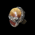 Oversized Citrine and Carnelian Crystal Ring -  Chunky Statement Cocktail Ring