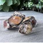 Citrine and Pyrite Chunky Bracelet - Statement Gemstone Cuff