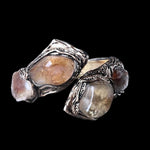 Citrine and Pyrite Chunky Bracelet - Statement Gemstone Cuff