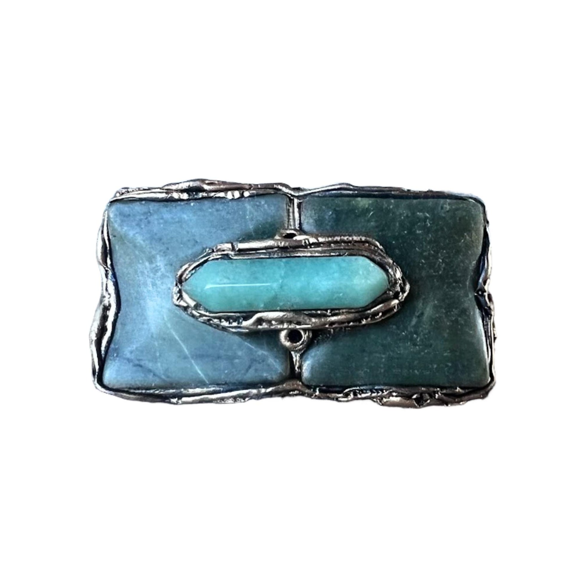 Chunky Jade Green Stone Ring - Contemporary Oversized Cocktail Jewelry