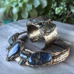 Labradorite and Prehnite Chunky Choker Necklace Statement Special Event Jewelry