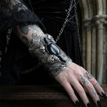 Gothic Skull Onyx Wide Cuff Bracelet -  Unique Gothic Wedding Jewelry