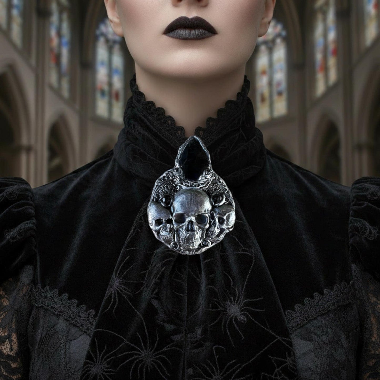 Black Onyx Skull Ring - Gothic Ring for women