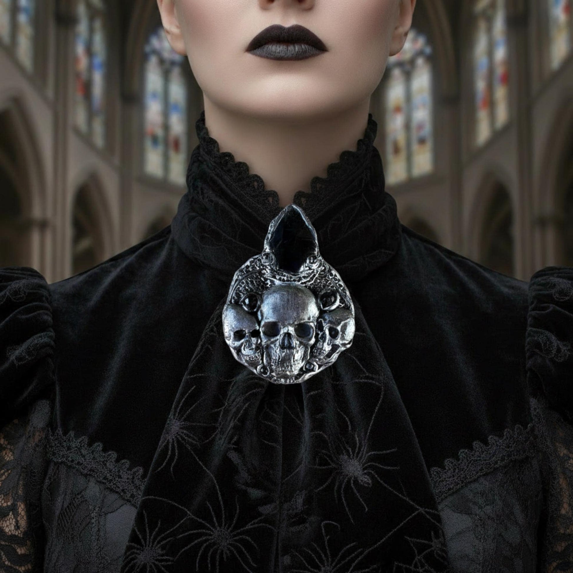 Black Onyx Skull Ring - Gothic Ring for women