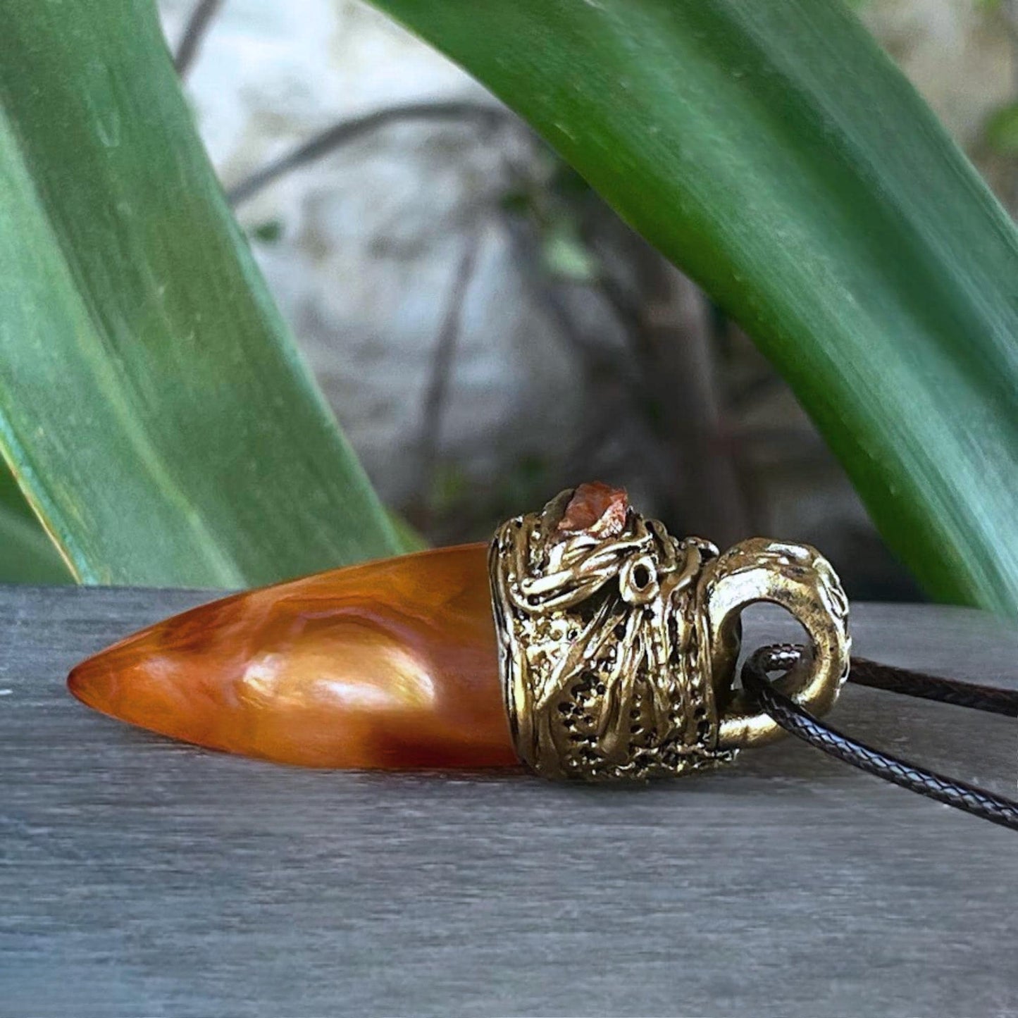 Carnelian Pendant Crystal Point Amulet Necklace