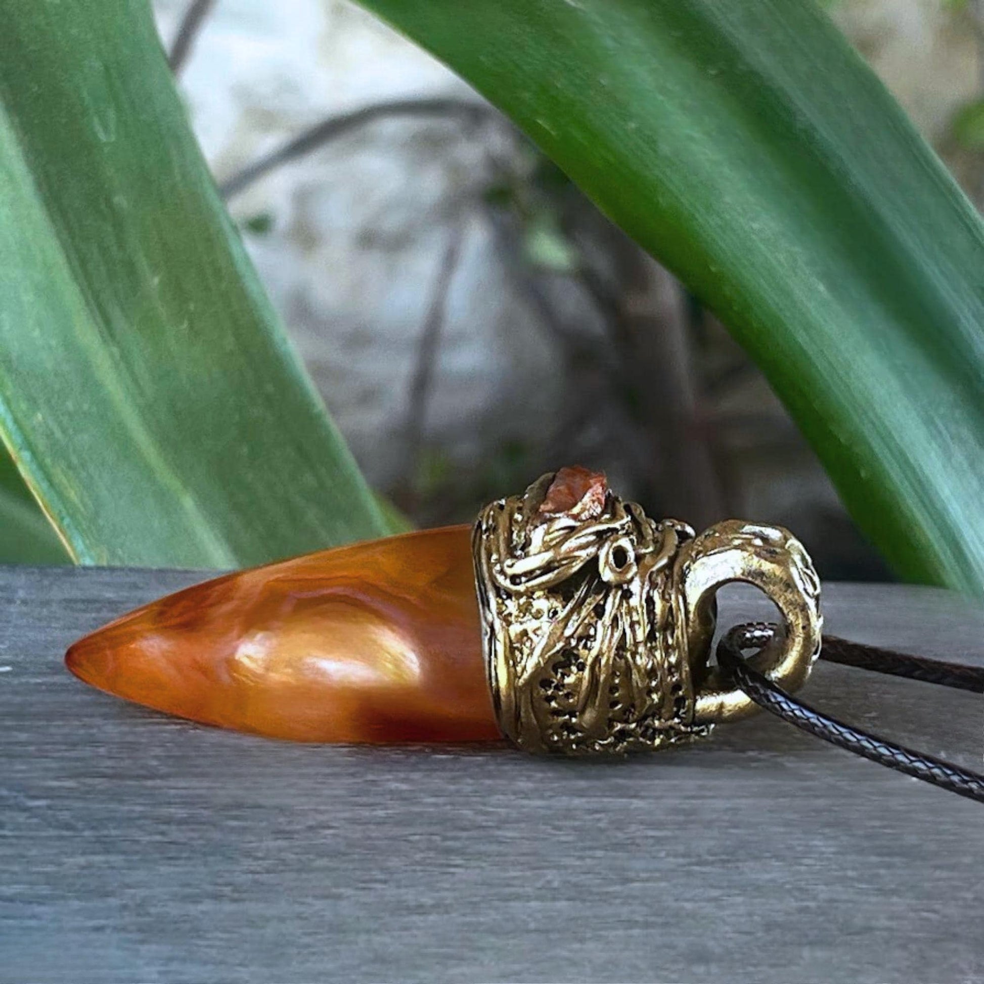 Carnelian Pendant Crystal Point Amulet Necklace