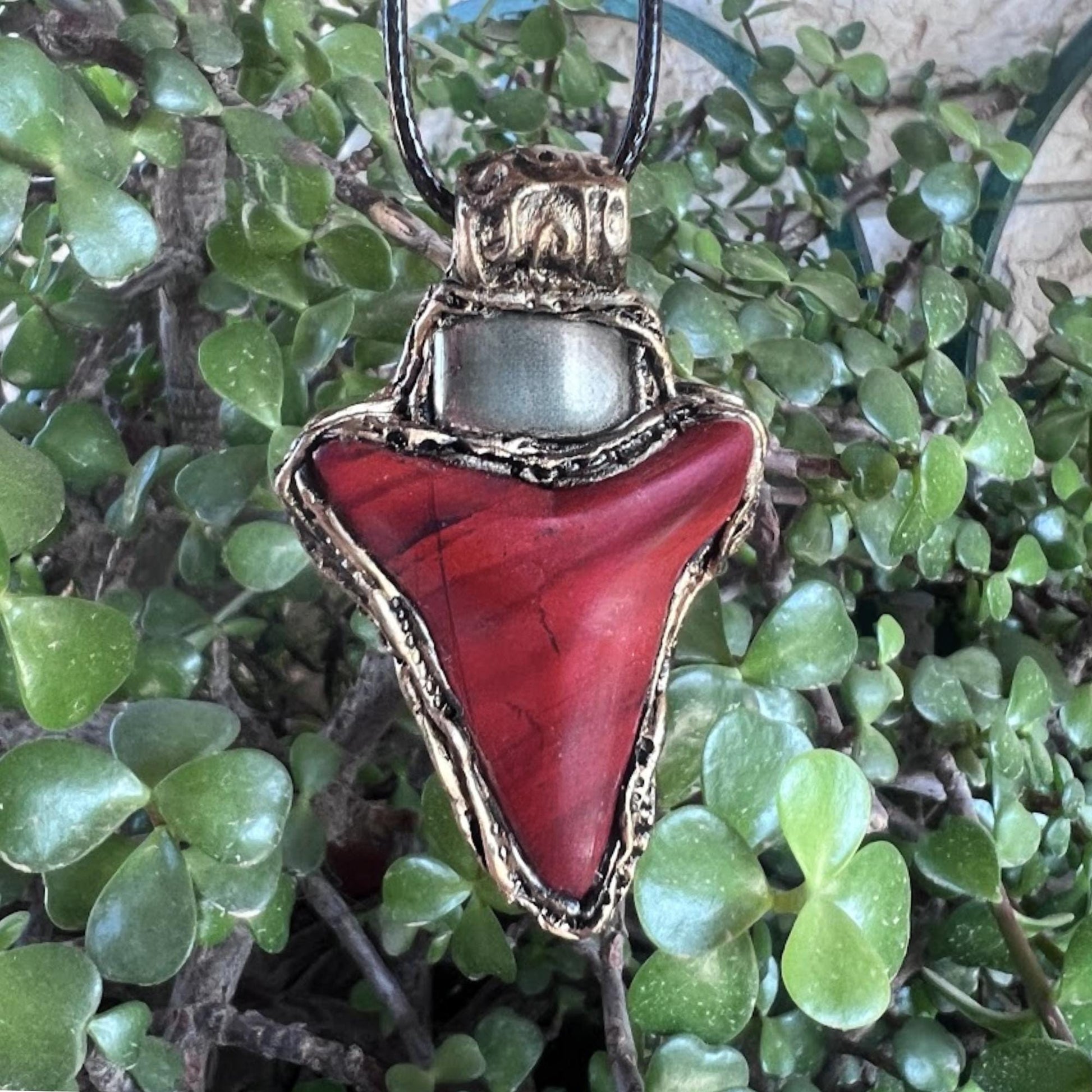 Pyrite Red Jasper Pendant Necklace - Natural Stone Talisman