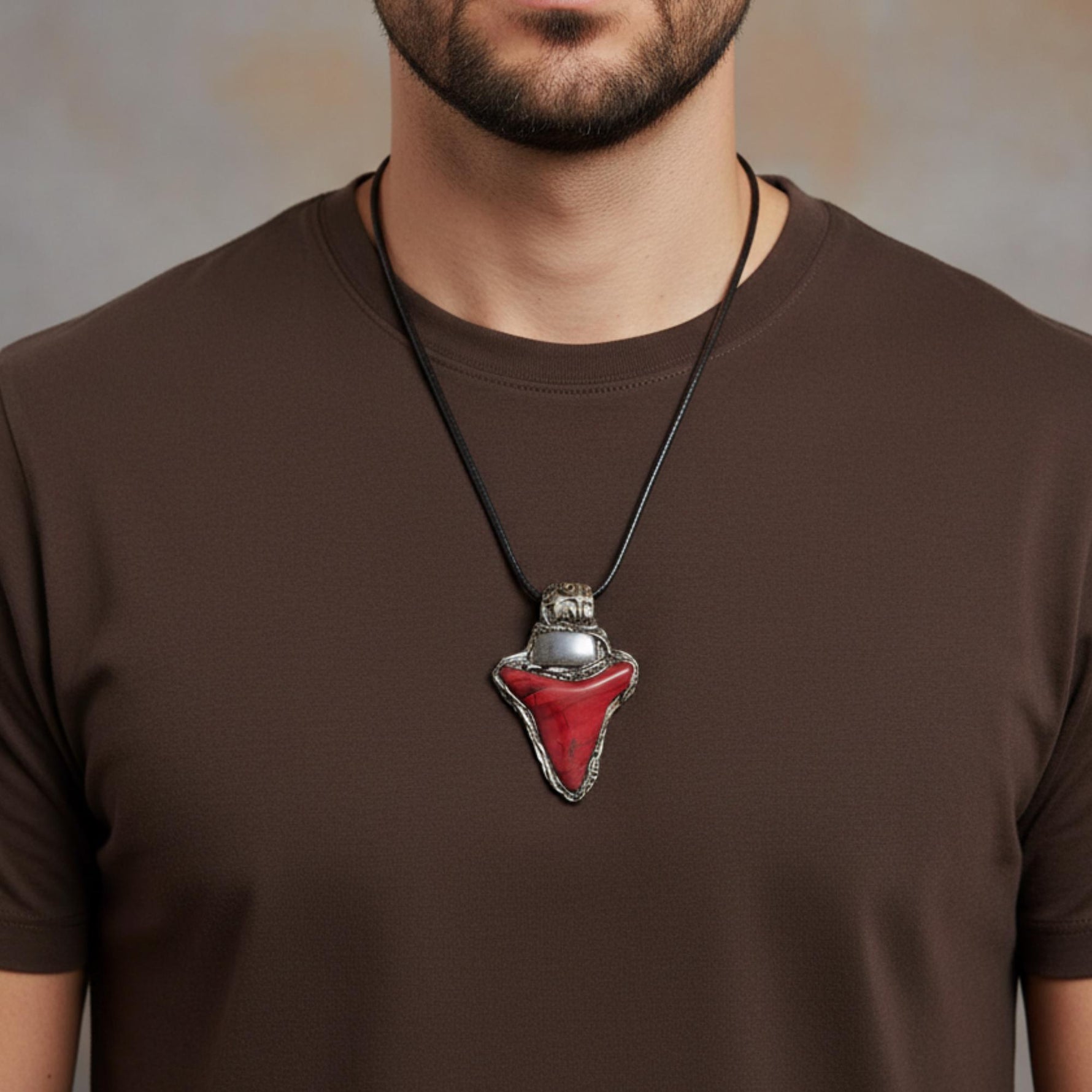 Pyrite Red Jasper Pendant Necklace - Natural Stone Talisman