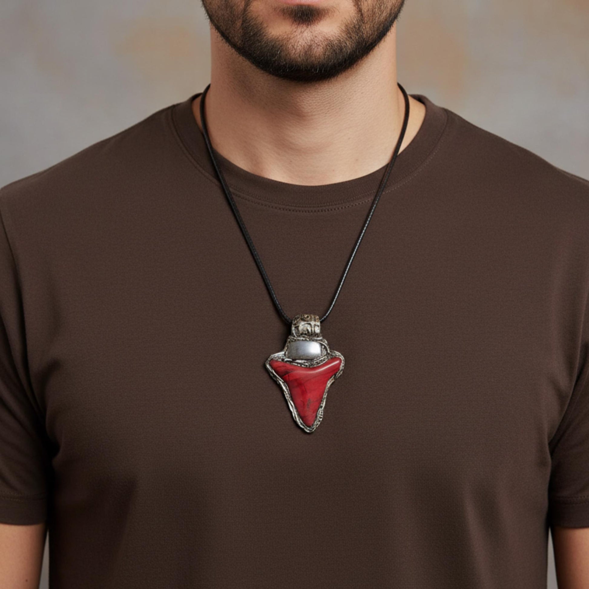 Pyrite Red Jasper Pendant Necklace - Natural Stone Talisman