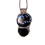 Obsidian Сrystal Amulet Necklace -  Empath Protection Black Stone Pendant