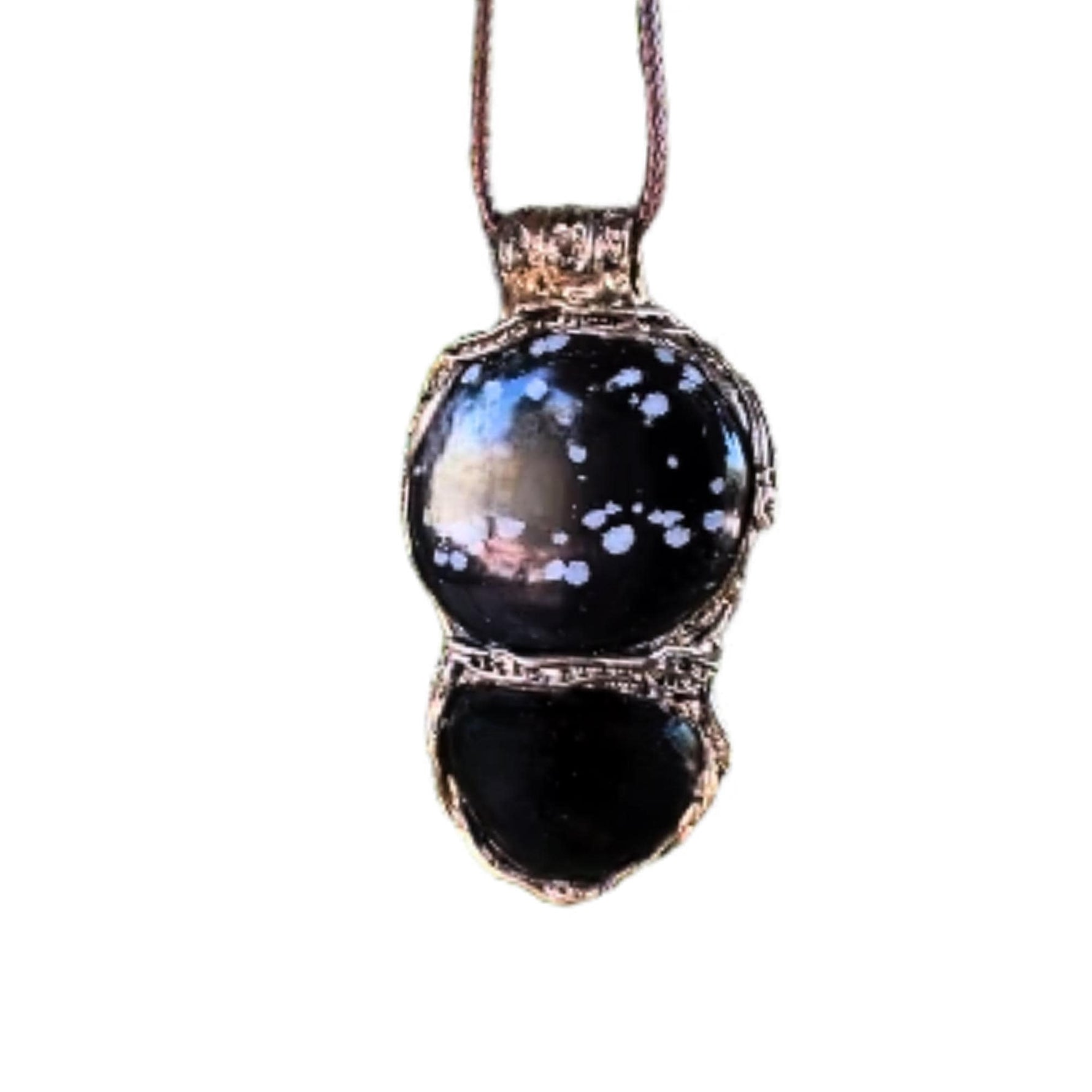 Obsidian Сrystal Amulet Necklace -  Empath Protection Black Stone Pendant