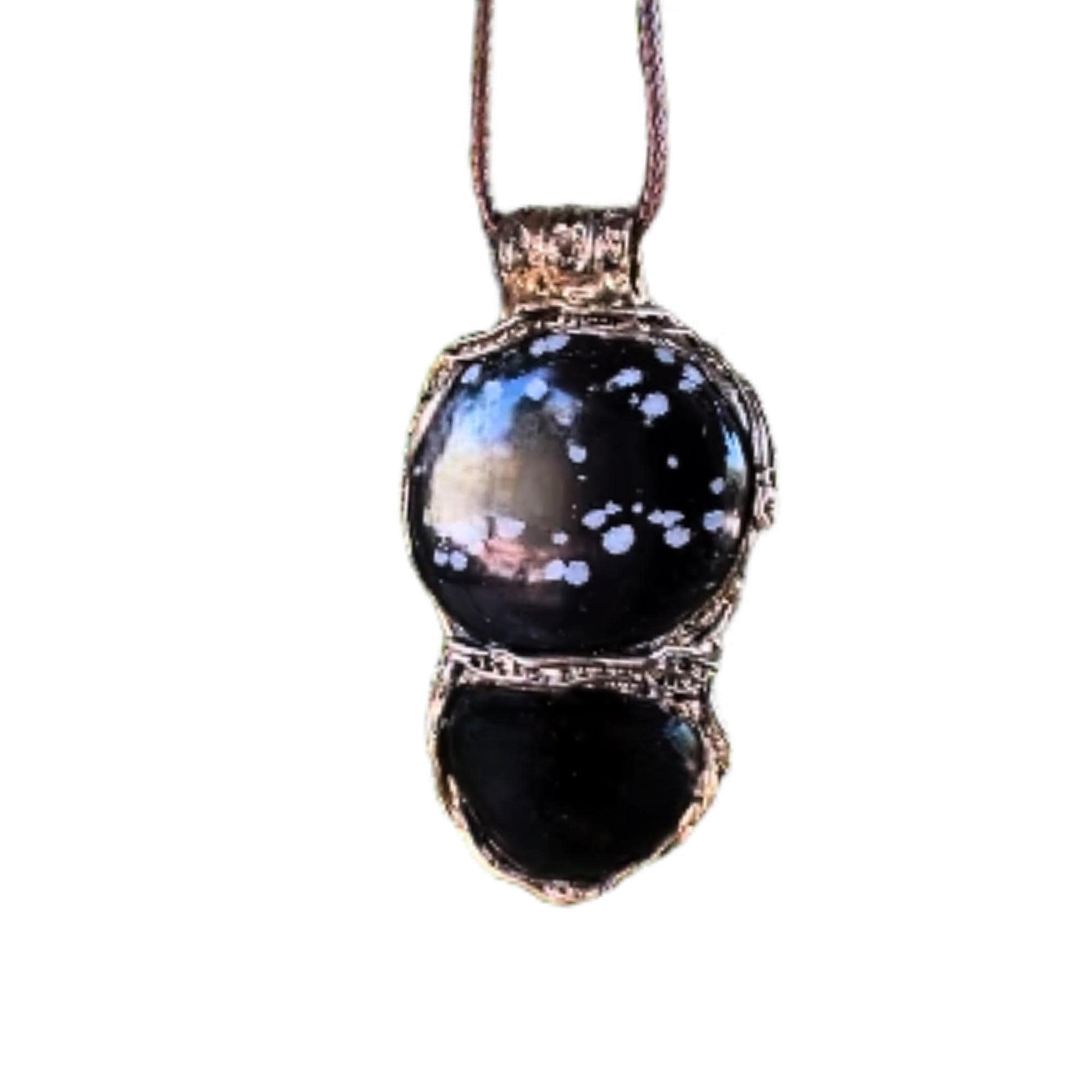 Obsidian Сrystal Amulet Necklace -  Empath Protection Black Stone Pendant