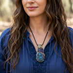 Amethyst Peacock Ore Necklace - Healing Crystal Amulet Pendant