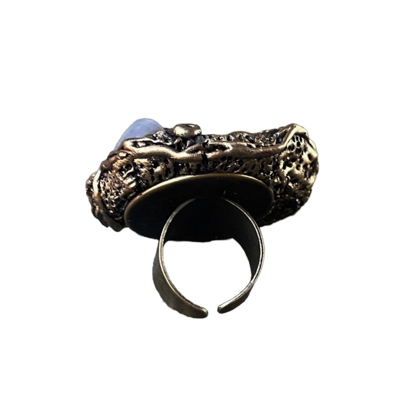 Aventurine and Onyx Blue Stone Ring Chunky Large Statement Cocktail Ring