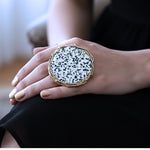 Dalmatian Jasper Stone Ring: Chunky Cocktail Ring