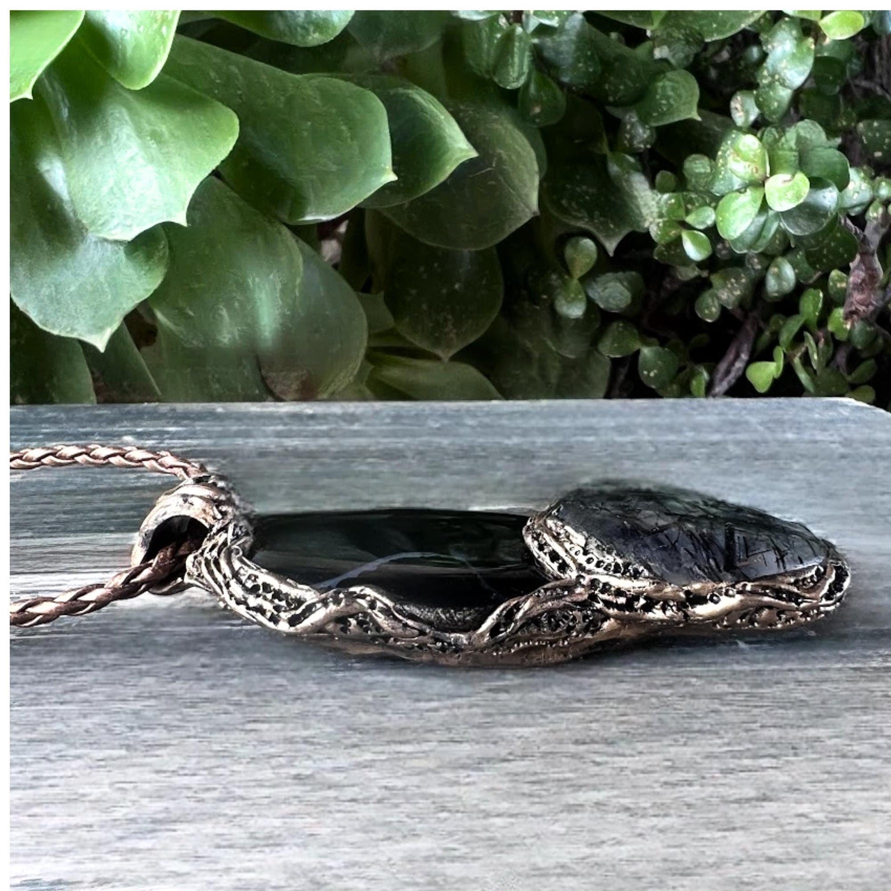 Empath Protection Necklace -  Tourmaline Quartz and Onyx Crystal Amulet