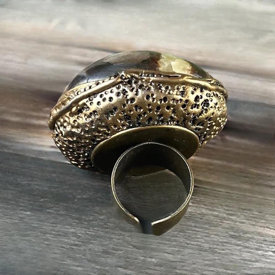 Chunky Septarian Stone Ring -  Oversized Round Cocktail Ring