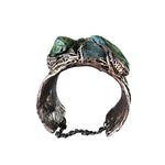 Buddstone and Aventurine Wide Cuff - Green Stone Statement Bracelet