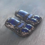 Lapis Lazuli and Sodalite Earrings - Statement Blue Semi Precious Stone Earrings