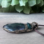 Moss Agate and Jade Statement Necklace -  Green Crystal Amulet
