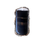 Black Onyx Full Finger Ring Chunky Cocktail Oversized Rectangle Ring