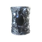 Gothic Skull Onyx Wide Cuff Bracelet -  Unique Gothic Wedding Jewelry
